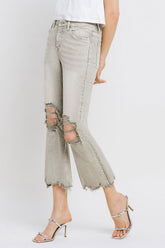 Lovervet Women's Distressed Cropped Flare Jeans with Raw Hem